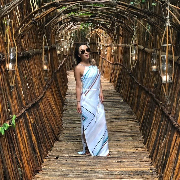 White long dress w/ Stripes PETITE - Picture 3 of 8